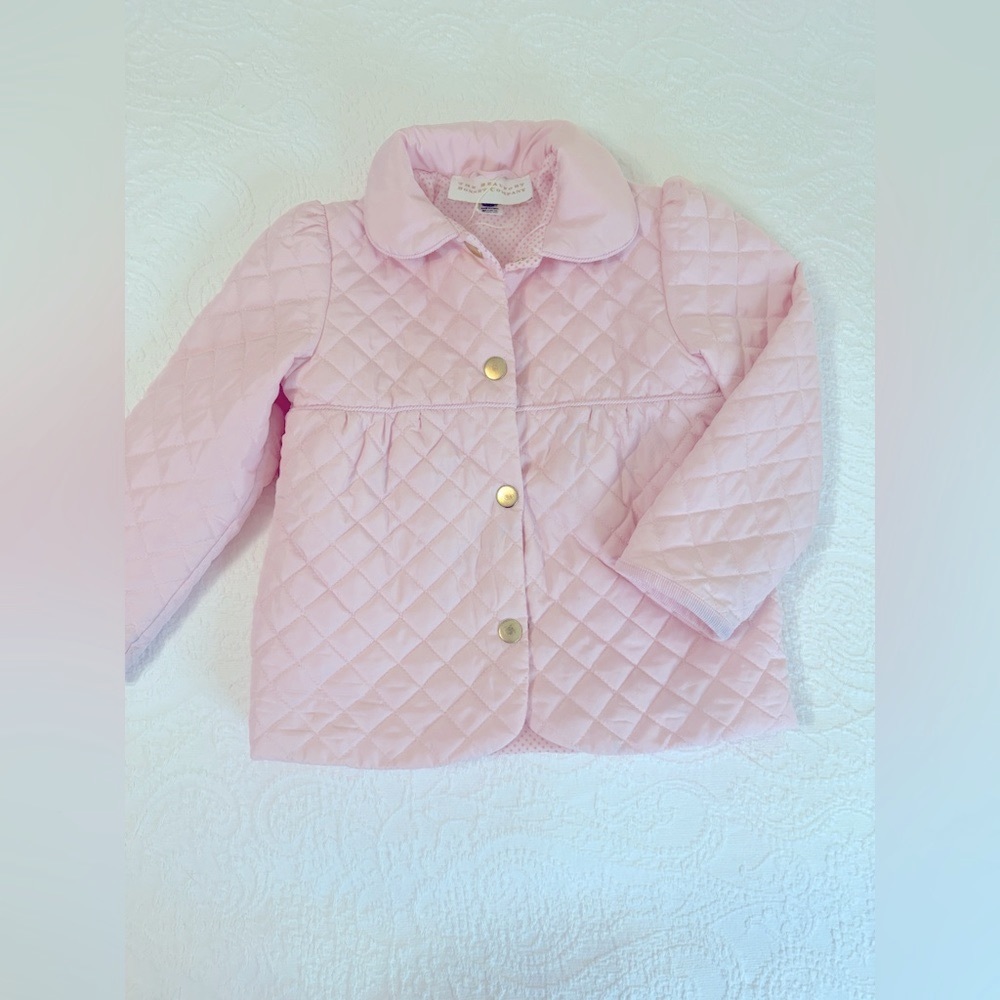 The Beaufort Bonnet girls 5 quilted jacket in pale pink.